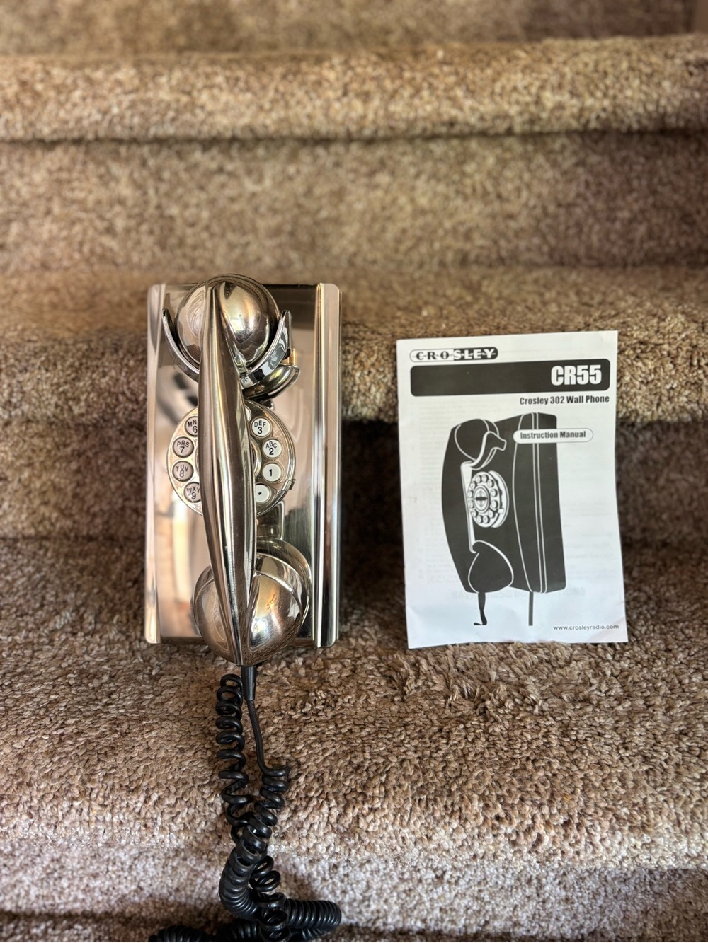 Crosley CR55 Retro Wall Phone in Chrome Finish